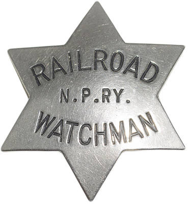 NPRY RAILROAD WATCHMAN BADGE
