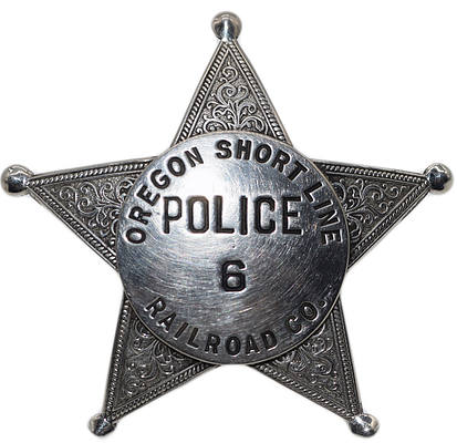 OREGON SHORT LINE RAILROAD CO. POLICE 6 BADGE