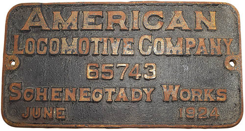GRAND TRUNK WESTERN BUILDERS PLATE