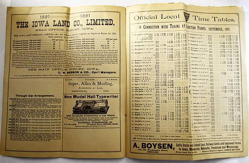 BURLINGTON CEDAR RAPIDS & NORTHERN RY TIMETABLE