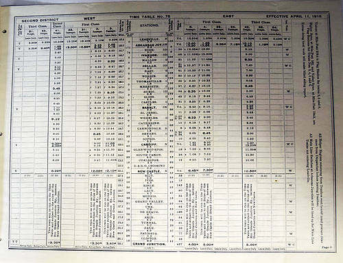 COLORADO MIDLAND RAILWAY COMPANY TIMETABLE