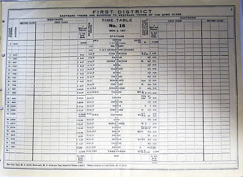 DENVER & SALT LAKE RAILROAD COMPANY TIMETABLE