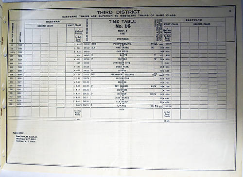 DENVER & SALT LAKE RAILROAD COMPANY TIMETABLE