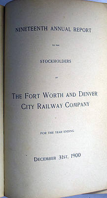 FT WORTH & DENVER CITY RAILWAY COMPANY REPORT