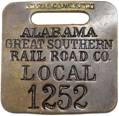 ALABAMA GREAT SOUTHERN RAILROAD TAG