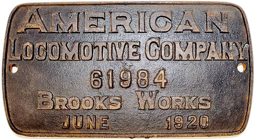 ANN ARBOR RR BUILDERS PLATE