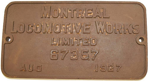 CANADIAN NATIONAL RR BUILDERS PLATE