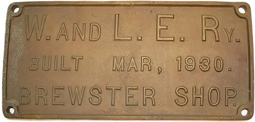 WHEELING & LAKE ERIE RY BUILDERS PLATE