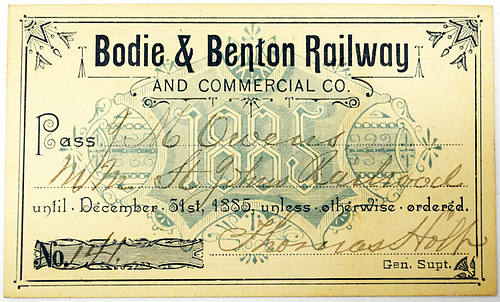 BODIE & BENTON RAILWAY and COMMERCIAL Co. PASS