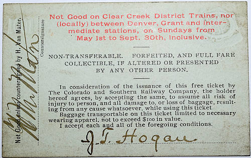 COLORADO & SOUTHERN RAILWAY COMPANY PASS