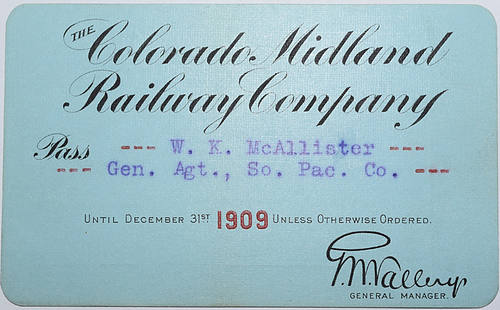 COLORADO MIDLAND RAILWAY COMPANY PASS