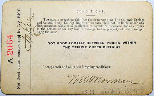 COLORADO SPRINGS & CRIPPLE CREEK DISTRICT RY CO PASS
