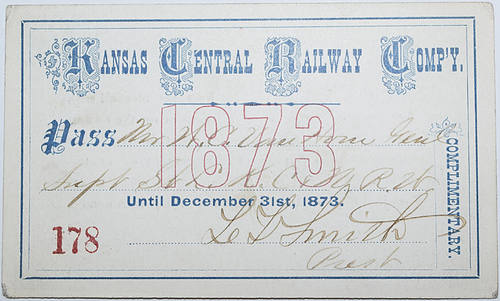 KANSAS CENTRAL RAILWAY COMP'Y PASS