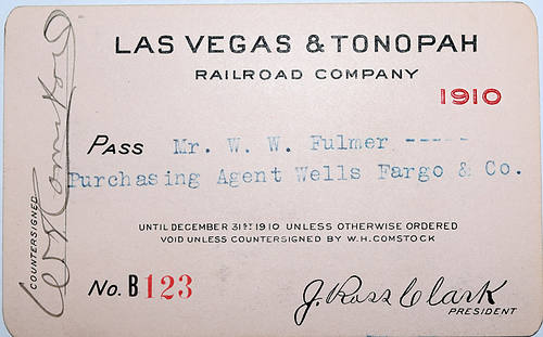 LAS VEGAS & TONOPAH RAILROAD COMPANY PASS