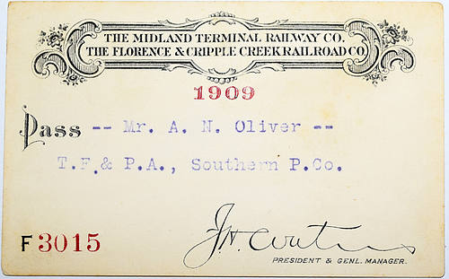 MIDLAND TERMINAL RAILWAY CO / FLORENCE & CRIPPLE CREEK RAILROAD CO. PASS
