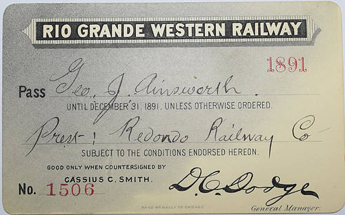 RIO GRANDE WESTERN RAILWAY PASS