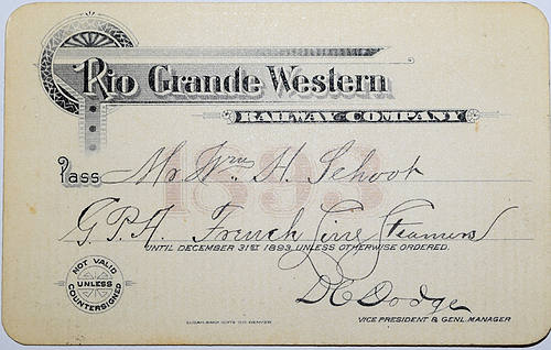 RIO GRANDE WESTERN RAILWAY COMPANY PASS