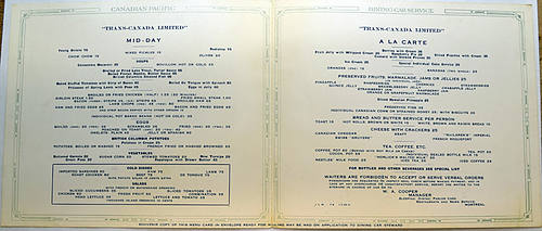 CANADIAN PACIFIC MENU