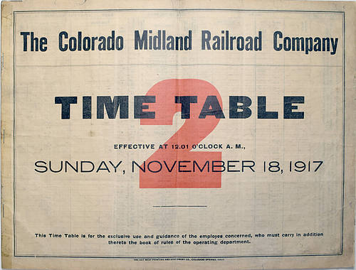 COLORADO MIDLAND RAILROAD COMPANY EMPLOYEE TT