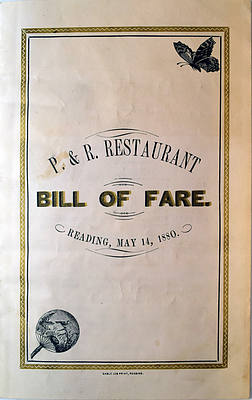 P&R RESTAURANT BILL OF FARE