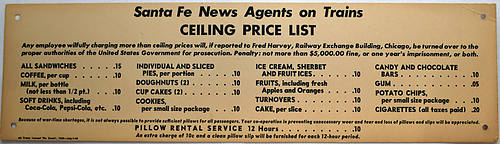 SANTA FE NEW AGENTS ON TRAINS PRICE LIST