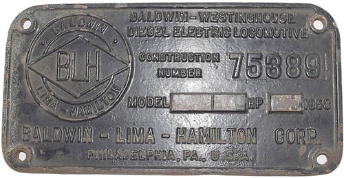 BALTIMORE & OHIO BUILDERS PLATE