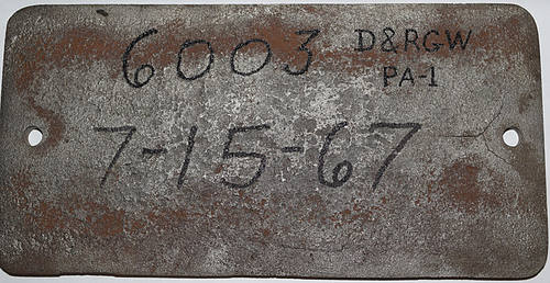 DENVER & RIO GRANDE WESTERN BUILDERS PLATE