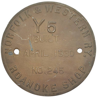 NORFOLK & WESTERN BUILDERS PLATE