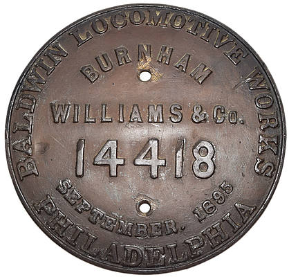 TONOPAH & TIDEWATER RR BUILDERS PLATE