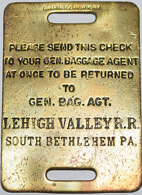 LEHIGH VALLEY RR SOUTH BETHLEHEM PA BAGGAGE TAG