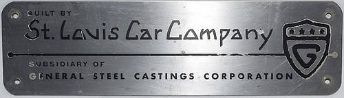 ST LOUIS CAR COMPANY BUILDERS PLATE