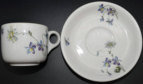 CB&Q VIOLETS & DAISES CUP & SAUCER