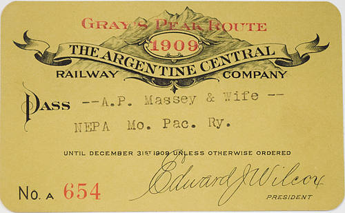 ARGENTINE CENTRAL RAILWAY PASS