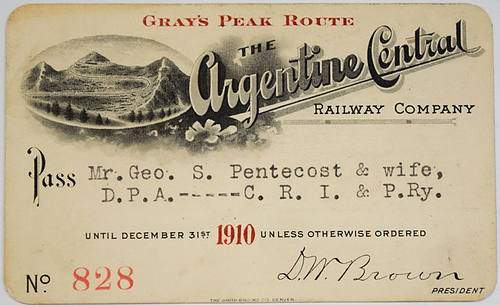 ARGENTINE CENTRAL RAILWAY COMPANY PASS