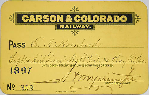 CARSON & COLORADO RAILWAY PASS