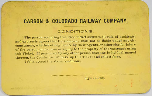 CARSON & COLORADO RAILWAY PASS