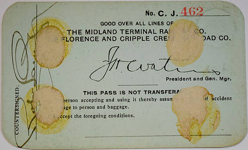 COLORADO MIDLAND RAILWAY COMPANY PASS