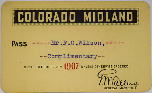 COLORADO MIDLAND RAILWAY COMPANY PASS