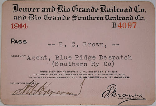 DENVER & RIO GRANDE RAILROAD CO & RIO GRANDE SOUTHERN RAILROAD CO PASS