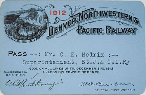 DENVER NORTHWESTERN & PACIFIC RAILWAY PASS