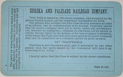 EUREKA & PALISADE RAILROAD PASS