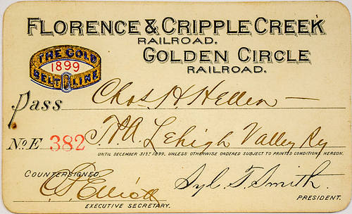 FLORENCE & CRIPPLE CREEK RAILROAD / GOLDEN CIRCLE RAILROAD PASS