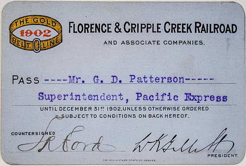 FLORENCE & CRIPPLE CREEK RAILROAD PASS