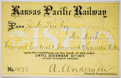 KANSAS PACIFIC RAILWAY PASS