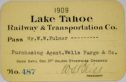 LAKE TAHOE RAILWAY & TRANSPORTATION CO PASS