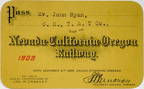 NEVADA CALIFORNIA OREGON RAILWAY PASS