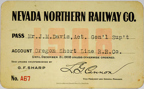 NEVADA NORTHERN RAILWAY CO PASS