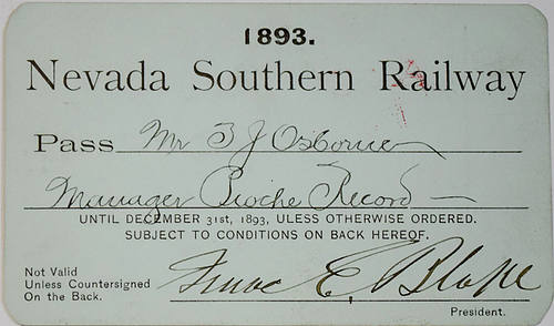 NEVADA SOUTHERN RAILWAY PASS