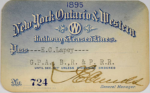 NEW YORK ONTARIO & WESTERN RAILWAY PASS