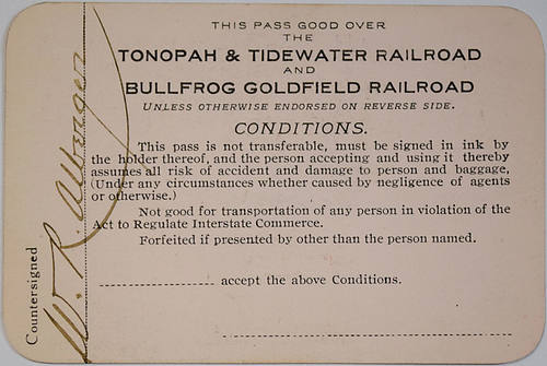 TONOPAH & TIDEWATER COMPANY THE NEVADA SHORT LINE PASS